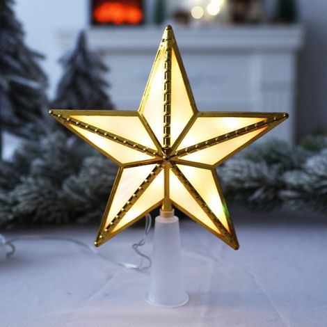 Étoile lumineuse LED pour sapin de Noël, ornement clignotant pour cime d'arbre, alimentation USB et piles