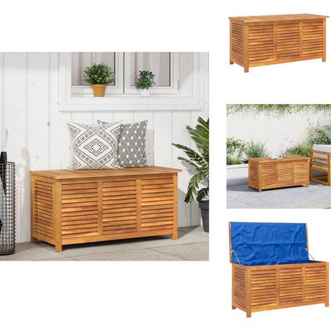 Boîte de rangement de jardin persiennes 113x50x56cm bois acacia - Boîte De Rangement Jardin - Coffre De Jardin - Rangement Extérieur - Meuble De Jardin - Bois Acacia (1/5)