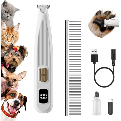 Paw Trim Pro Paw Trimmer with LED Light, USB Rechargeable Dog Clipper for Dogs and Cats, Quiet Dog Paw Trimmer with 2 Adjustable Speeds, Digital Screen (1/5)