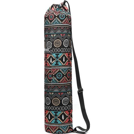 Sac de transport pour tapis de yoga en toile imprimée 75x16 cm, pochette de rangement pour salle de sport et fitness (1/5)