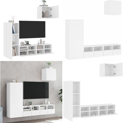 4-tlg. Wohnwand Weiß Holzwerkstoff - TV-Schrank - Stauraum (1/5)