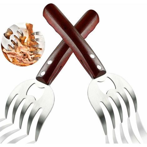 Meat Shredder Claws Stainless Steel 8.6 Chicken Shredder with Wooden Handle