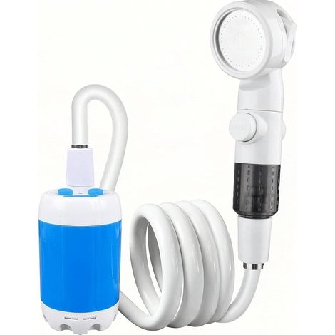 Douche portable rechargeable pour camping – pommeau 3 jets – kit douche extérieur – pour randonnée et voyage – compact (1/5)
