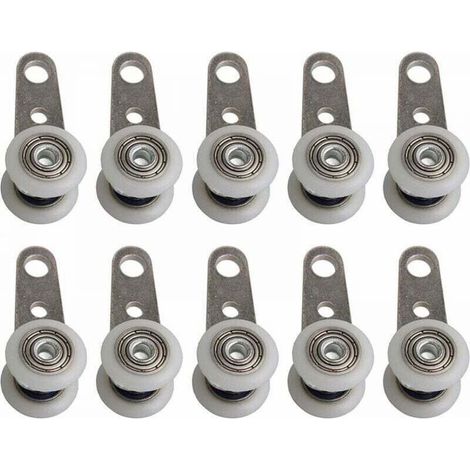 Lot de 10 Roulettes pour baies vitrées ou portes coulissantes - En métal et en plastique - 4,5 X 1,9 Cm (1/5)