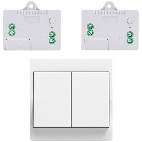 Interrupteur sans fil auto-alimenté 10A – Portée 50m intérieur, 150m extérieur – Installation facile sans recâblage – Étanche pour environnements humides - 2Gang (1/5)
