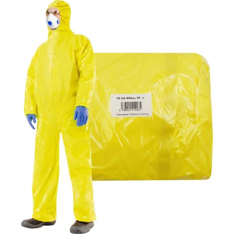 Tuta di protezione chimica S gialla PE Tuta DF 3000 tipo 3 4 5 6 (1/3)