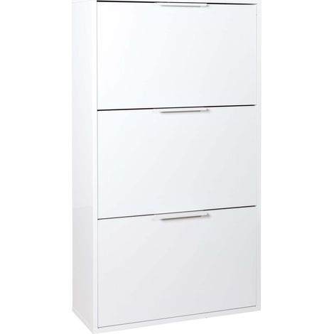 Étagère à Chaussures de la Ligne Espresso Double Profondeur, avec 3 Rabats - Rangement à Chaussures - Rangement - Dimensions : 65 x 119,5 x 25 cm - Couleur Blanche - Fabriqué en Italie (1/5)