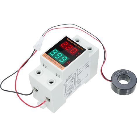 Multifunktionaler digitaler Einphasen-Energiezähler mit Transformator, DIN-Schienen-kompatibel, Voltmeter, Amperemeter und Multimeter AC 20 V  500 V, 0  99,9 A
