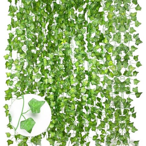 Lierre Artificiel - Guirlande de Lierre 210 cm - Décoration Murale Jardin Mariage Fête Intérieur Extérieur - Lot de 12 (1/5)
