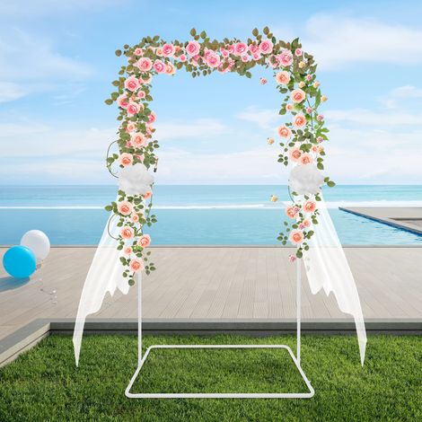 2x1.035m Support à fleurs blanc pour mariage, structure rectangulaire en métal pour cérémonie et réception, support de toile de fond de mariage (1/5)