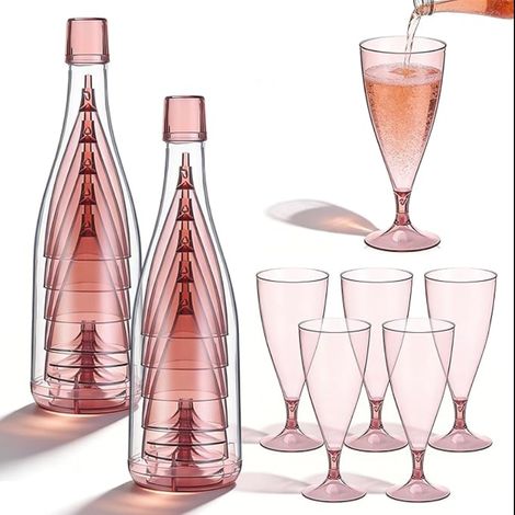 Flûtes A Champagnes En Plastiques,155ml Flute Champagne Plastique,Coupe Transparent Pour Fêtes,Mariages,Réceptions Au Anniversaires,Empilable (1/5)