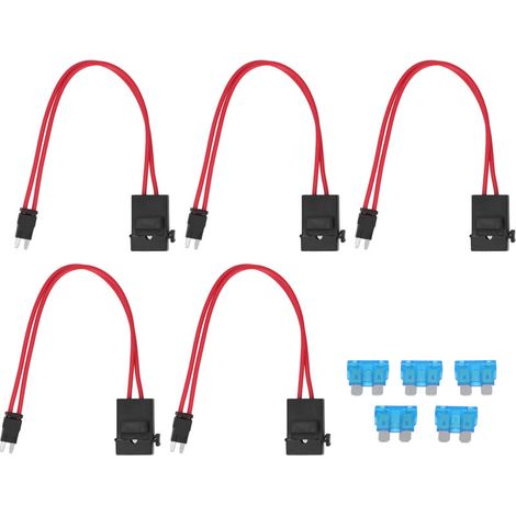 Connecteur porte-fusible de voiture, 5 pièces, Mini extension de fil robuste pour véhicule ATM 20A 16AWG avec 5 fusibles ACK S 10.9mm (1/5)