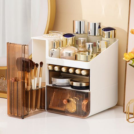 White Makeup Organizer with Semi Transparent Drawers (1/5)