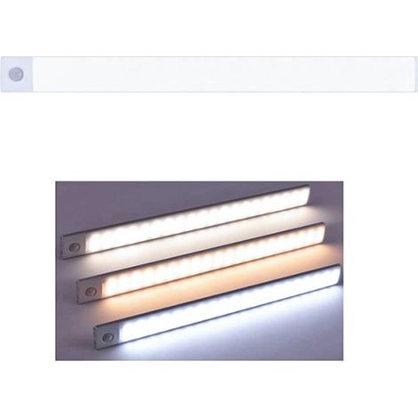 LED Bande lumineuse intelligente Ultra-mince avec capteur de corps humain 40 cm, magnétique rechargeable, Argent