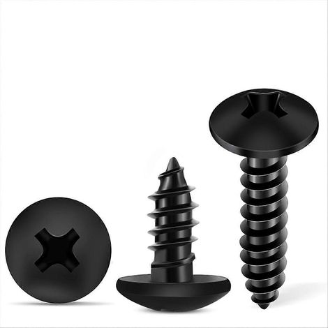 Phillips-Holzschrauben mit Linsenkopf, 6 x 1/2 Zoll, schwarz beschichtet, Vollgewinde (1/5)