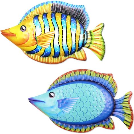 Lot de 2 Décoration murale poisson en métal,Sculptures murales de poisson en métal (1/5)