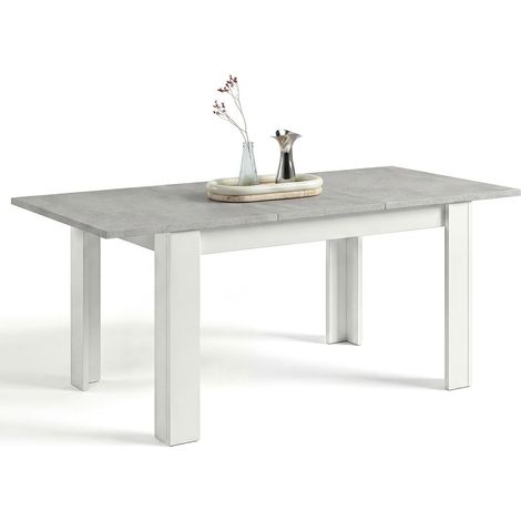 Mesa de comedor extensible 123-173x75 cm Sira Blanco Artik (Blanco Mate) - Gris Cemento 75cm (ancho) x 78cm (alto)
