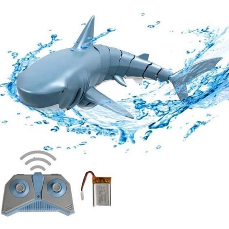 Bateau Requin Télécommande - 2,4 GHz - Pour Piscine Extérieure ou Intérieure - 34 x 14 x 9 cm - 1 Pièce (1/4)