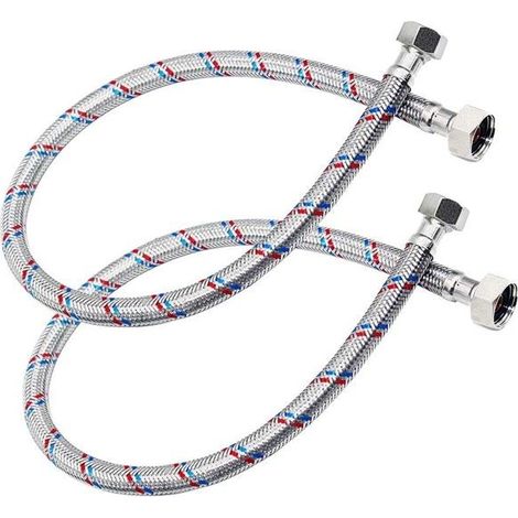 Tuyau flexible tressé - AVIZAR - 40 cm F1/2-F1/2 - métal tressé - anti-corrosion - compatible eau chaude/froide (1/4)