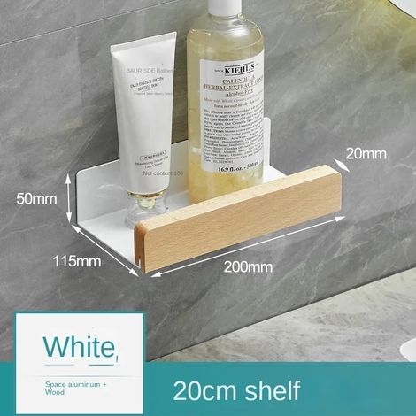 Étagère de salle de bain en bois (20 cm), support de rangement mural, étagère de salle de bain, étagère de rangement pour salle de bain (1/5)