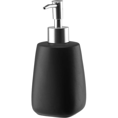 Dispensador de jabón de cerámica, negro mate pastel, 400 ml (1/2)