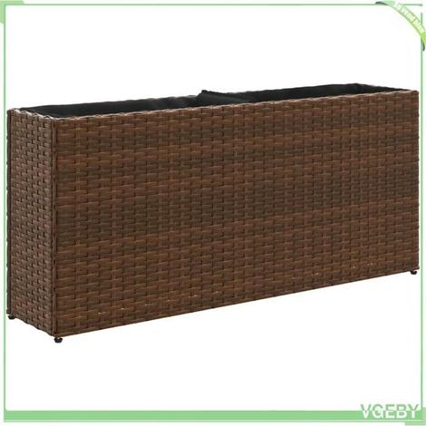 Jardinière - FAFEICY - 366408 - Résine tressée marron - 90 x 20 x 40 cm - Cadre acier anti-corrosion (1/5)