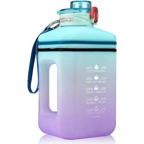 2-Liter-Wasserflasche mit Strohhalm, auslaufsichere Tritan-Sportflasche, blau, 1 (1/3)
