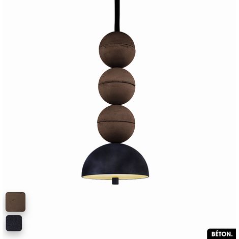 Lampe de suspension en béton velours - BOSFOR CONCRETE VELVET CHOCOLAT - ANTHRACITE 3 BALLES LED 14W (1/2)