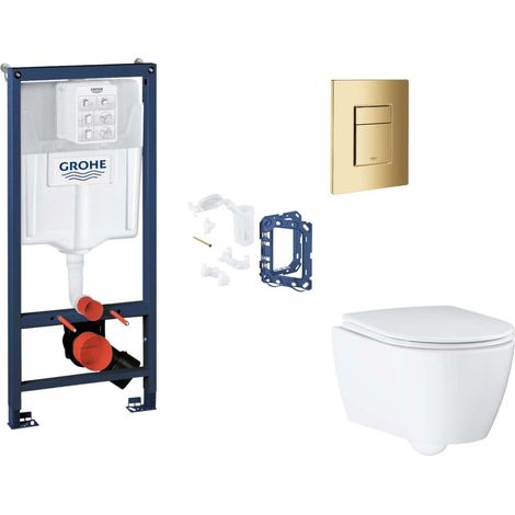 Grohe Rapid SL - Set bâti-support, cuvette, abattant SoftClose et plaque de déclenchement Skate Cosmopolitan et kit pour insertion de tablette, Cool Sunrise SANI11BB4163 (1/5)