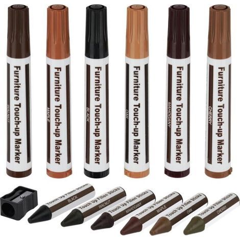 13Pcs Kit De Réparation De Bois,Kit Réparation De Meubles Marqueurs Bois Marqueurs De Retouche Et Bâtons De Cire Pour Taches, Rayures, Sols (1/4)