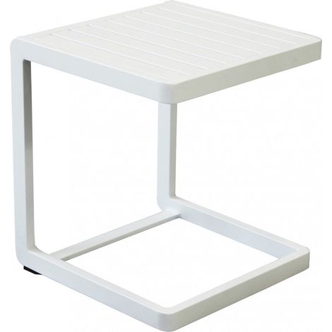 Tavolino basso 40x40x45 cm in alluminio bianco da giardino esterno per salotti e appoggio per lettini Nolan (1/5)