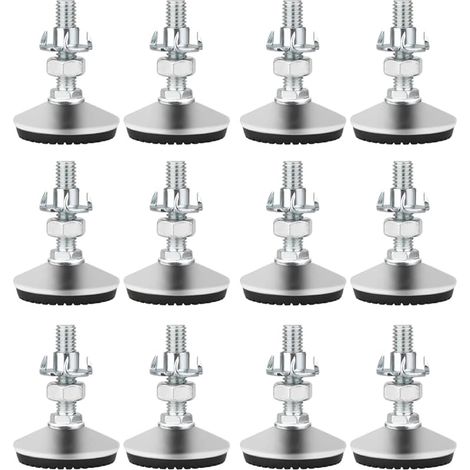 Vis de Réglage pour Meuble, Pied Réglable Hauteur en Acier Inoxydable M8 x 30mm Pieds de Nivellement avec Base en Caoutchouc Antidérapant et écrou en T, 12 pièces (1/5)
