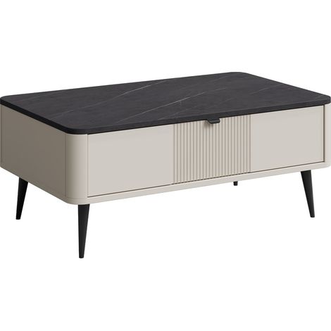 Table basse Lufela 115, Cachemire + Marbre gris, 42x60x100cm, Diamètre: 0, Stratifié, Angulaire (1/4)
