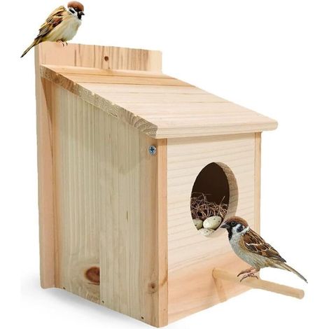 Nichoir Oiseaux Exterieur Original, Cabane Oiseaux en Bois Exterieur, Nid Oiseau Canari, Nichoirs à Oiseaux Sauvages, Nichoir Mésange pour Mésange Bleue Charbonnière Multifonction a Suspendre Jardin (1/5)