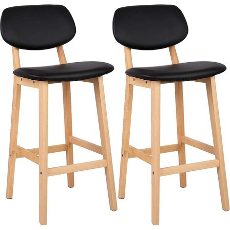 Sgabelli da bar sintetici con struttura in legno set da 2 pezzi nero 190000449