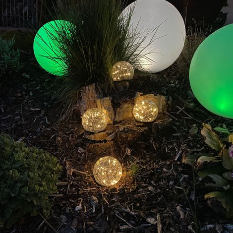 HAUSHALT INTERNATIONAL Solarleuchte LED Crackle Glas, mit Erdspieß, 4er-Set (1/4)