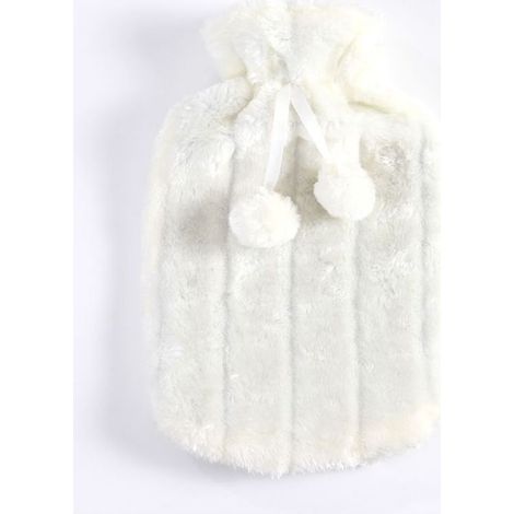 Bouillotte 2L bouillotte chauffante bouillotte adulte et enfant bouillotte isolante bouillotte lit peluche, blanche (1/3)
