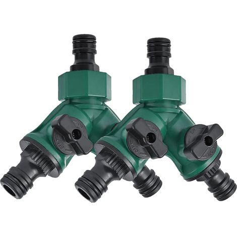 Distributeur 2 voies arrosage 2 x 3/4" Distributeur d'eau en plastique à 2 voies pour l'aménagement paysager, le jardinage, la floriculture, l'irrigation (1/5)