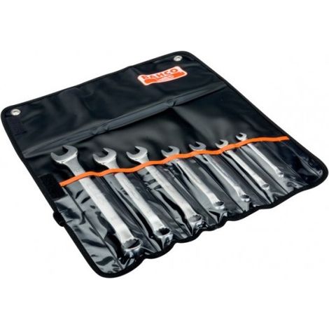 BAHCO - Jeu de clés mixtes à cliquet contre-coudées, dimensions métriques -7 pc/pochette