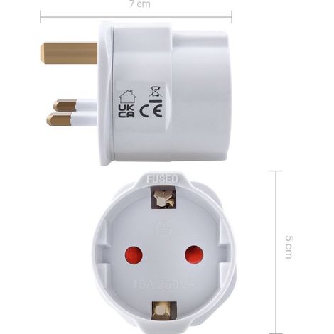Adaptateur de voyage type G - Lot de 2 - Idéal pour Angleterre, Écosse, Malte, Singapour, Hong Kong et Malaisie - Blanc - Prise de voyage