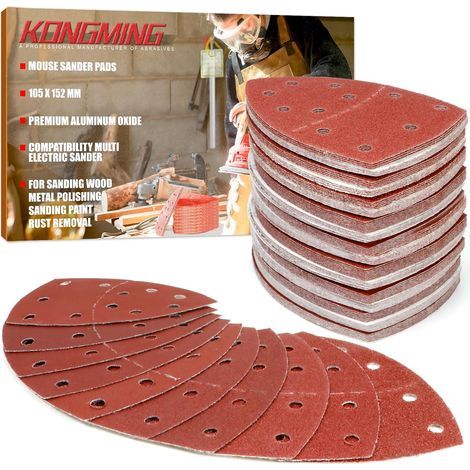 100 Stück Schleifpapier, 11 Löcher, Körnung 40-600, Aluminiumoxid, für Delta-Schleifmaschinen (1/5)