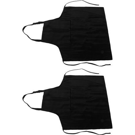 Tablier de cuisine imperméable, à lanières réglables, respirant et doux, avec poche, idéal pour le barbecue et la pâtisserie (lot de 2), noir. (1/5)