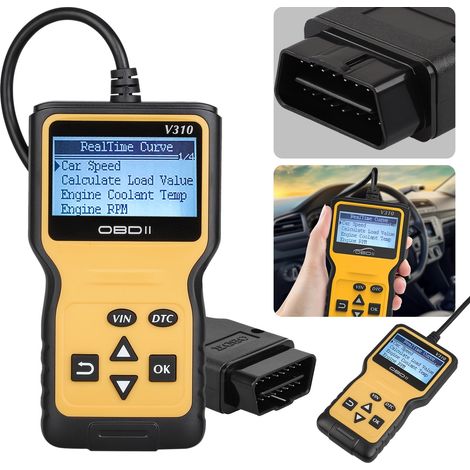 Lecteur OBD2 - Diagnostic Véhicule Compatible OBDII EOBD - Affichage LCD 128x64 - Alimentation Par Prise Diagnostic - 6 Langues - 1 Pièce (1/5)