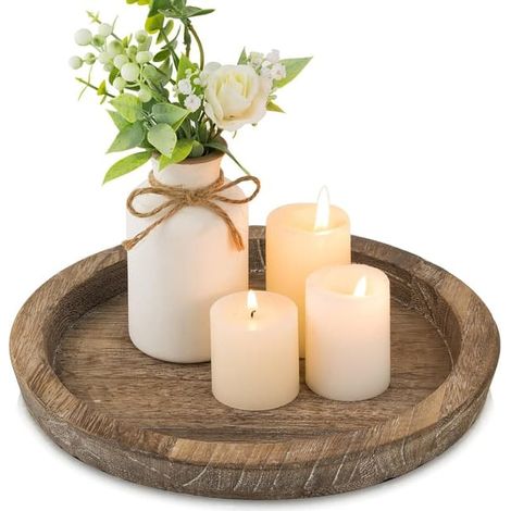 Bougeoirs décoratifs ronds, style rustique, pour Noël, mariage, Halloween, décoration intérieure (Noix) (1/4)