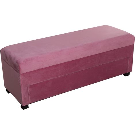 Banquette Meuble à Chaussures Pied de lit en Bois et Tissu Rose 120 x 43 x 45 cm Multicolore (1/5)