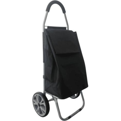 Chariot de courses noir à 2 roues en polyester (H99cm) (1/3)
