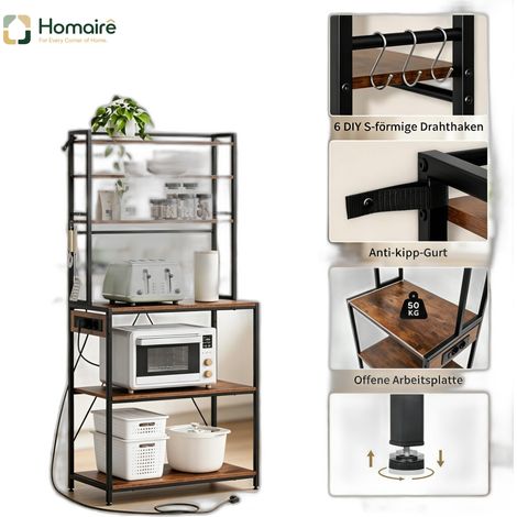 Braunes Metall-Bücherregal mit Regalen 40 x 80 x 167 cm HOMAIRE (1/5)