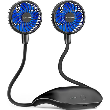 Ventilateur de Cou Portable,Petit Ventilateur de Bureau 48 hrs Temps Travail,USB Rechargeable 6 Vitesses, pour l'extérieur Camping Office Room (1/5)