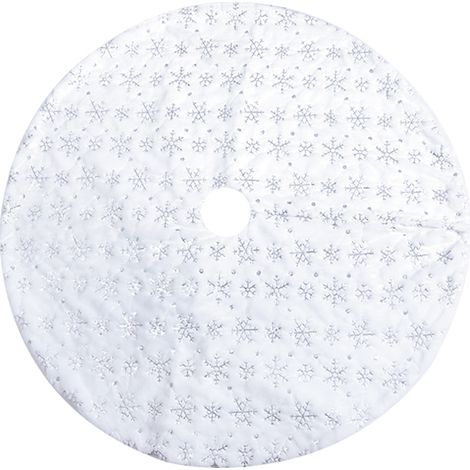 Jupon de Noël blanc 36/48 pouces flocons neige pailletés, tapis décoratif pour sapin, fête de Noël, ornements festifs (1/5)