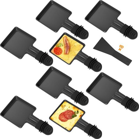 Poêlon Raclette Carré à Revêtement Antiadhésif, Coupelle Raclette avec Poignée Anti-brûlure pour Fromage Fondu,Pommes de Terre,Oeuf Frit, Spatules en Nylon Passés au Lave-vaisselle (1/5)
